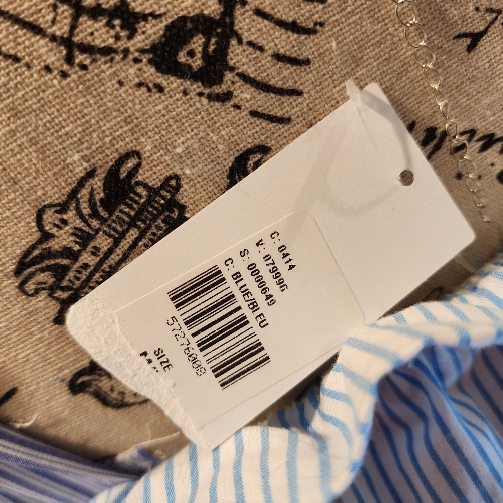 Urban Outfitters Renewal Recycled Stripe Tie Crop Tank Top Blue White Medium - Picture 6 of 7